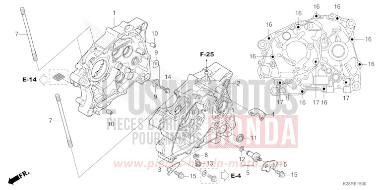 CARTER MOTEUR de CRF125F "Petites Roues" EXTREME RED (R292) 2025
